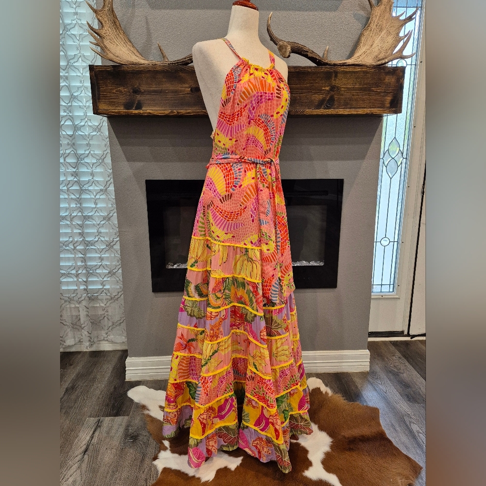 FARM Rio Maxi Dress Size Medium New With Tag Vibrant Multicolor Maxi Dress - Picture 3 of 10